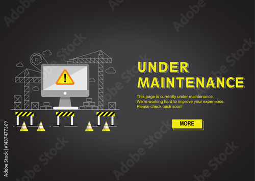 Illustration of 404 error, under construction, and under maintenance concepts. Useful for websites, apps, and digital platforms facing downtime or updates.