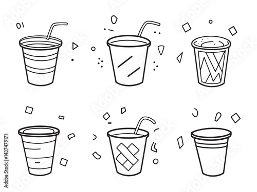 Party Paper Cups line art icon perfect for celebrations