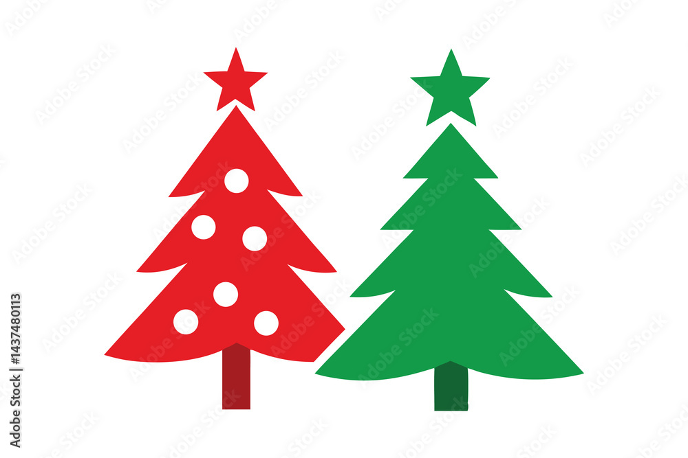 Fototapeta premium White Background Christmas Tree Illustrations