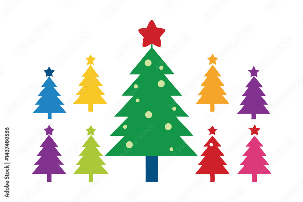 Obraz premium White Background Christmas Tree Illustrations