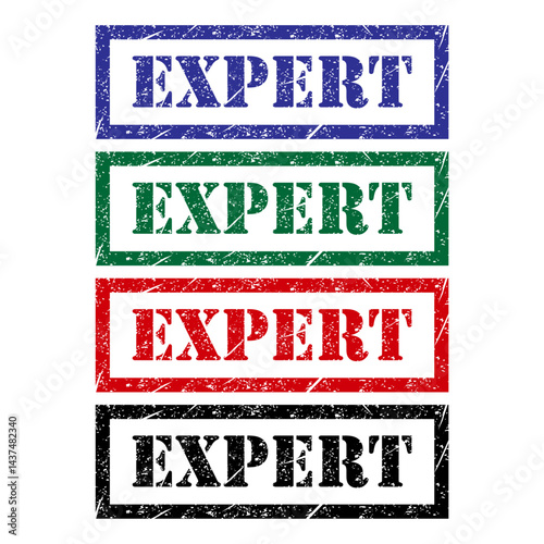 Set of Expert stamp symbol, label sticker sign button, text banner vector illustration .