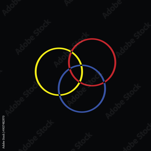 Three Interlocking Colored Circles Representing Unity and Connection on a Dark Background
