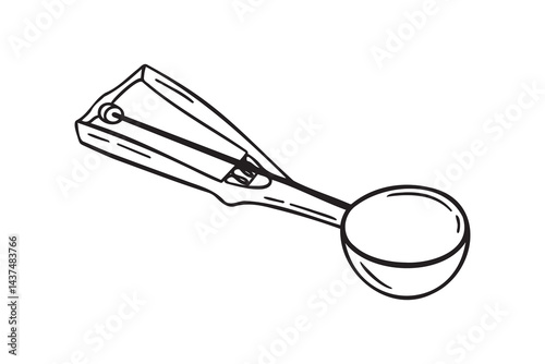 ice cream scoop icon doodle hand drawn. Outline ice cream scoop line drawing clipart symbol