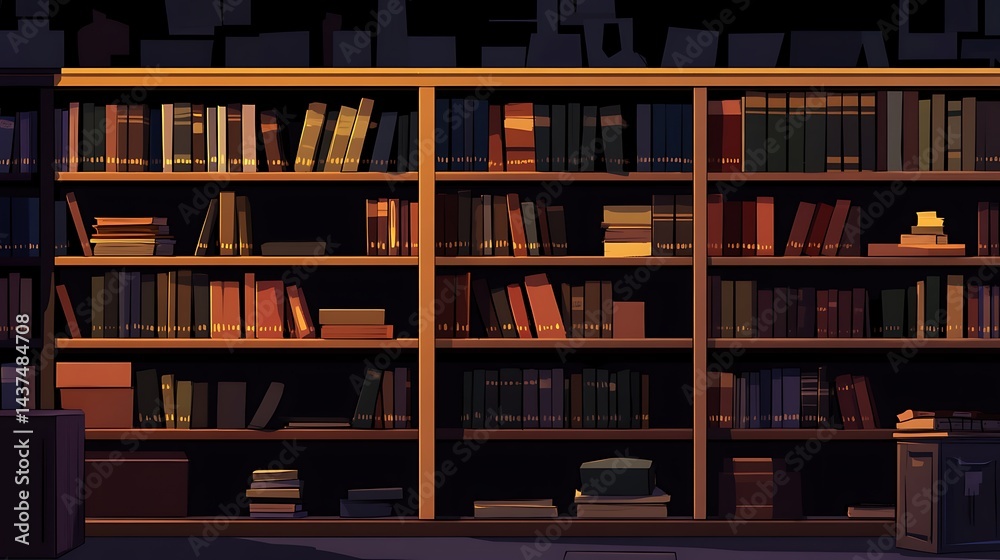 Wooden bookshelves filled with books Wooden bookshelves filled with books