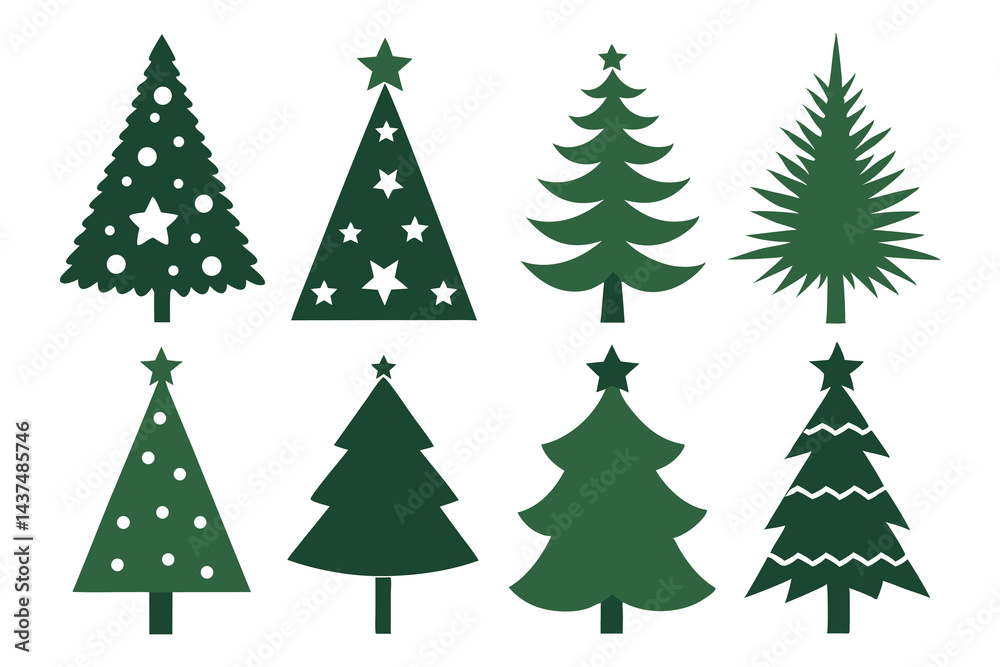 Christmas Tree Shapes And Silhouettes Set Christmas Tree Shapes And Silhouettes Set