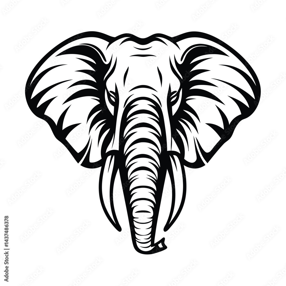Fototapeta premium Majestic Elephant Bold Black and White Design, Isolated, Elegant