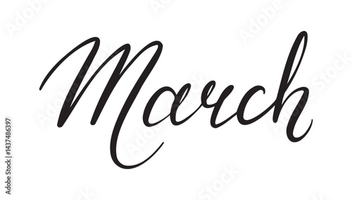 March spring month handwritten doodle lettering phrase or quote. March spring month message saying text. Hand drawn print clipart.
