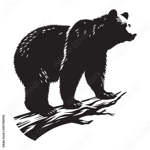 Minimal-contour bear silhouette vector designed for refined design themes – bear silhouette – bear vector – bear illustration – silhouette of bear

