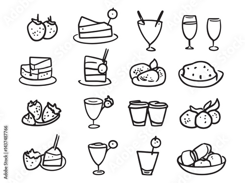 Party Snack Platter line art icon creative design