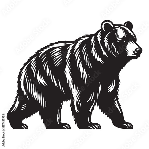 Clean-lined bear silhouette vector tailored for high-quality digital art – bear silhouette – bear vector – bear illustration – silhouette of bear

