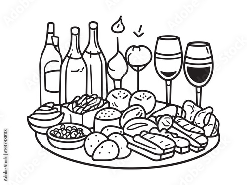 Party Snack Platter line art icon fun celebration