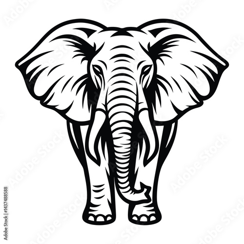 Canvas Print Majestic Elephant Bold Black and White Design, Isolated, Elegant