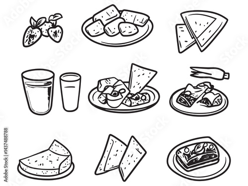 Party Snack Platter line art icon simple elegance