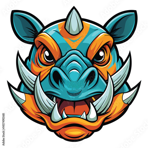 Angry boar head mascot illustration