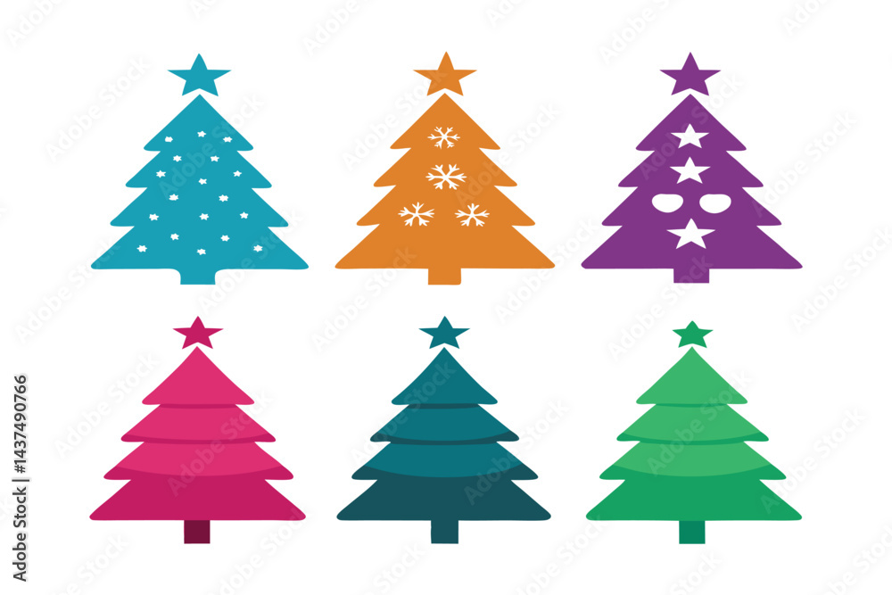 Obraz premium Classic Christmas Tree Icons For Decorations