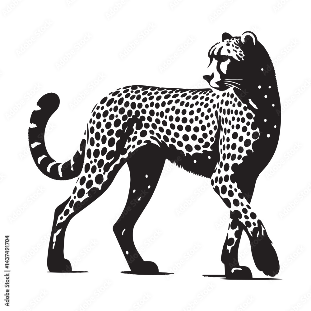 Fototapeta premium Elegant cheetah silhouette vector tailored for upscale brand identities – cheetah silhouette – cheetah vector – cheetah illustration – silhouette of cheetah