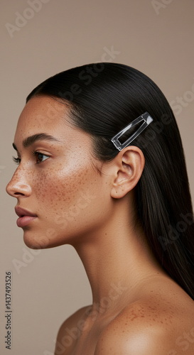 Minimalist Hairstyle with Clear Clips and Natural Beauty
