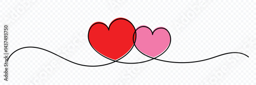 Heart icon hand drawn. Symbol love. One line hand drawn vector minimalist illustration of love concept. Banner for valentine's day. Vector illustrator