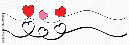 Heart one line drawing symbol of love. Heart line drawing ribbon in vector doodle sketch. Wedding, Valentine day love heart scribble line. Heart continuous one line drawing. Vector illustrator