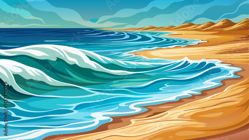 Close-up soft wave of the sea on the sandy beach Very beautiful