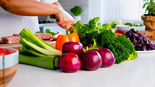 healthy eating begins with bright veggies, healthy eating merges fresh produce into balanced meals, healthy eating nurtures daily wellness through mindful choices and lasting habits. concept synergy
