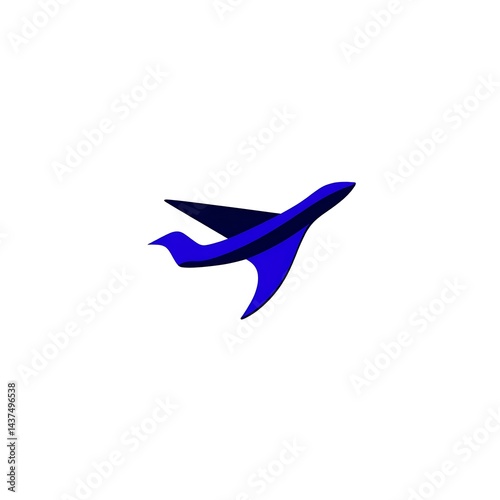 Free Download A blue airplane in flight, a simple silhouette with wings spread wide - GFXLoad
