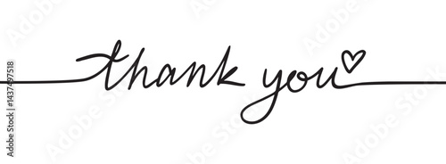 one line positive thank you lettering with smile. positive attitude. Vector quote thank you banner or card. inspiration, motivation, emotion message thanks