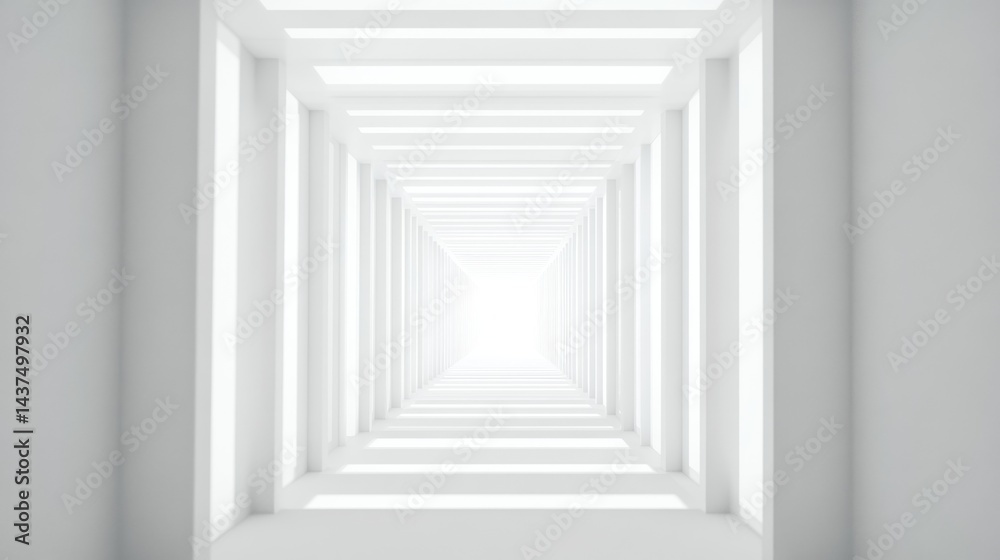 Obraz premium Empty white tunnel perspective