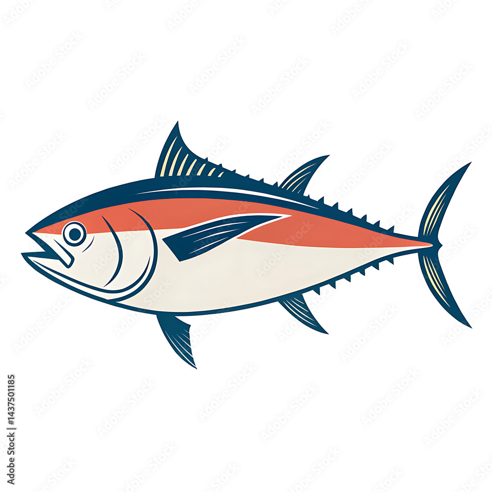 Fototapeta premium Tuna Fish flat icon, Tuna Fish vector illustration in flat style. Seafood product design. 