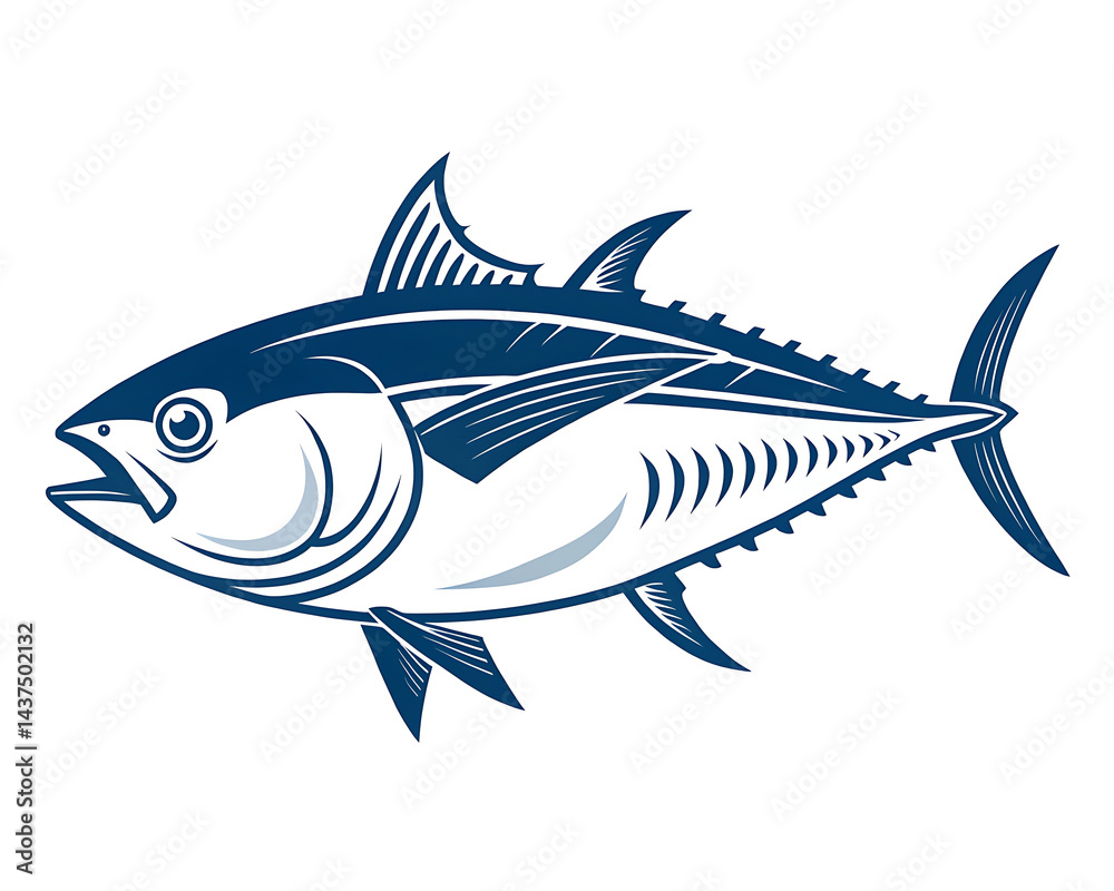 Obraz premium Tuna Fish flat icon, Tuna Fish vector illustration in flat style. Seafood product design. 