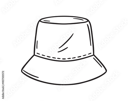 Panama hat summer headwear for sun protection doodle hand drawn icon. Outline drawing panama hat line clipart symbol