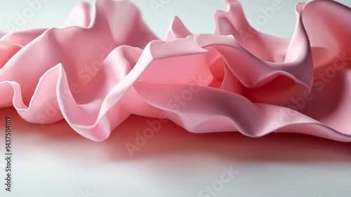 Pink fabric waves elegantly ripple across smooth surface in gentle motion