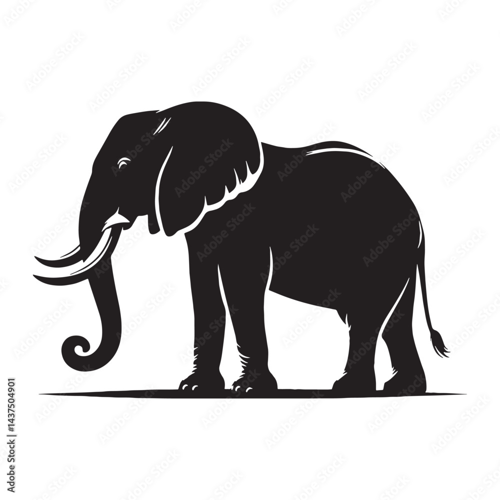 Obraz premium Refined elephant silhouette tailored for high-end branding – elephant silhouette – elephant vector – elephant illustration – silhouette of elephant