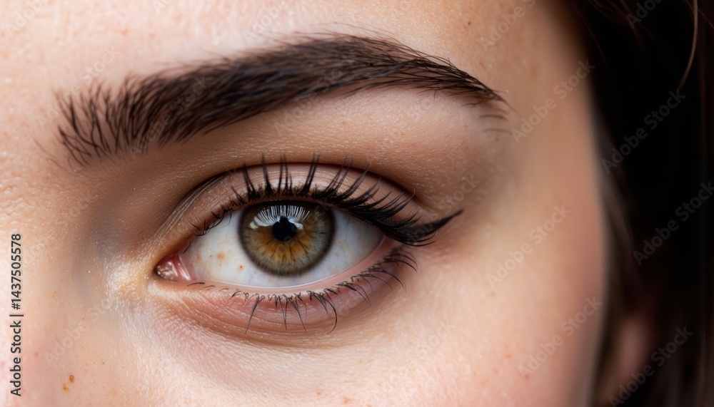 Fototapeta premium Close-up of a woman's eye expressing curiosity against a neutral background 
