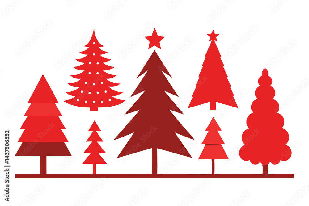 Fototapeta premium Minimalist Christmas Tree Icon Collection