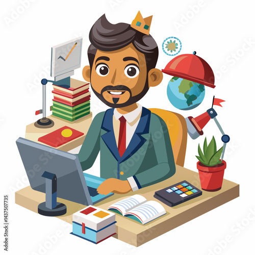  Indian media planner, working on advertising strategies in an office.

