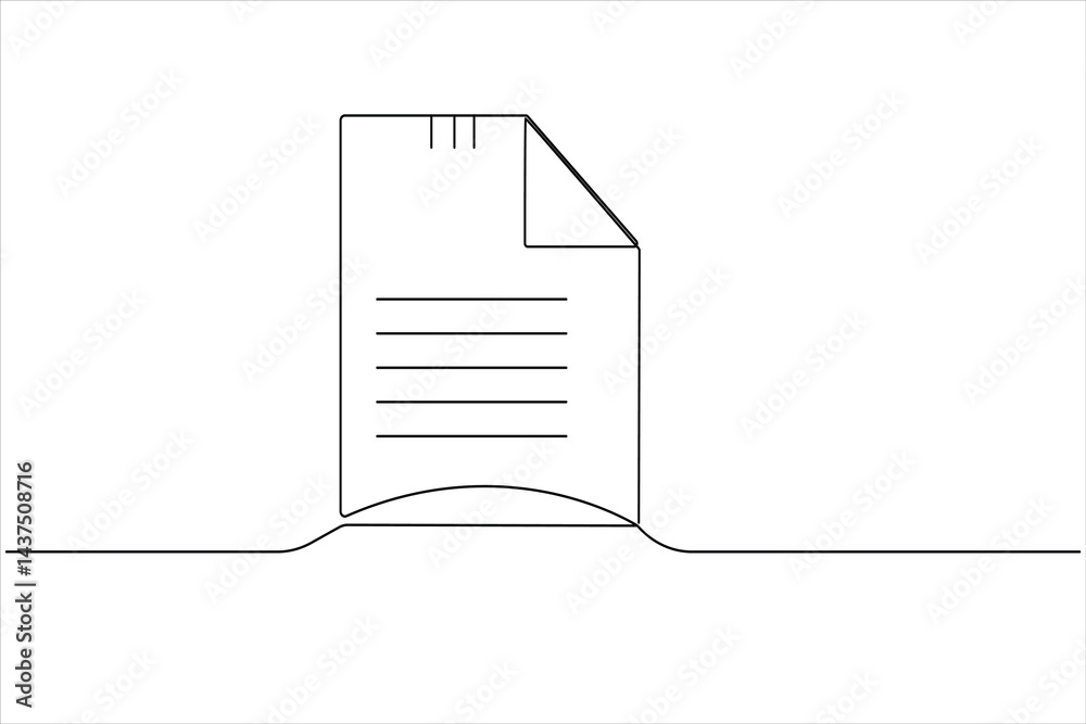 Document with folded corner continuous one line drawing Document with folded corner continuous one line drawing