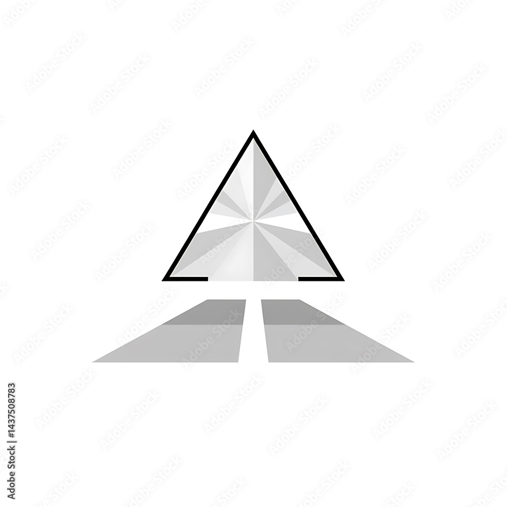 A simple, abstract geometric design with a triangle, radiating lines, and a shadow A simple, abstract geometric design with a triangle, radiating lines, and a shadow