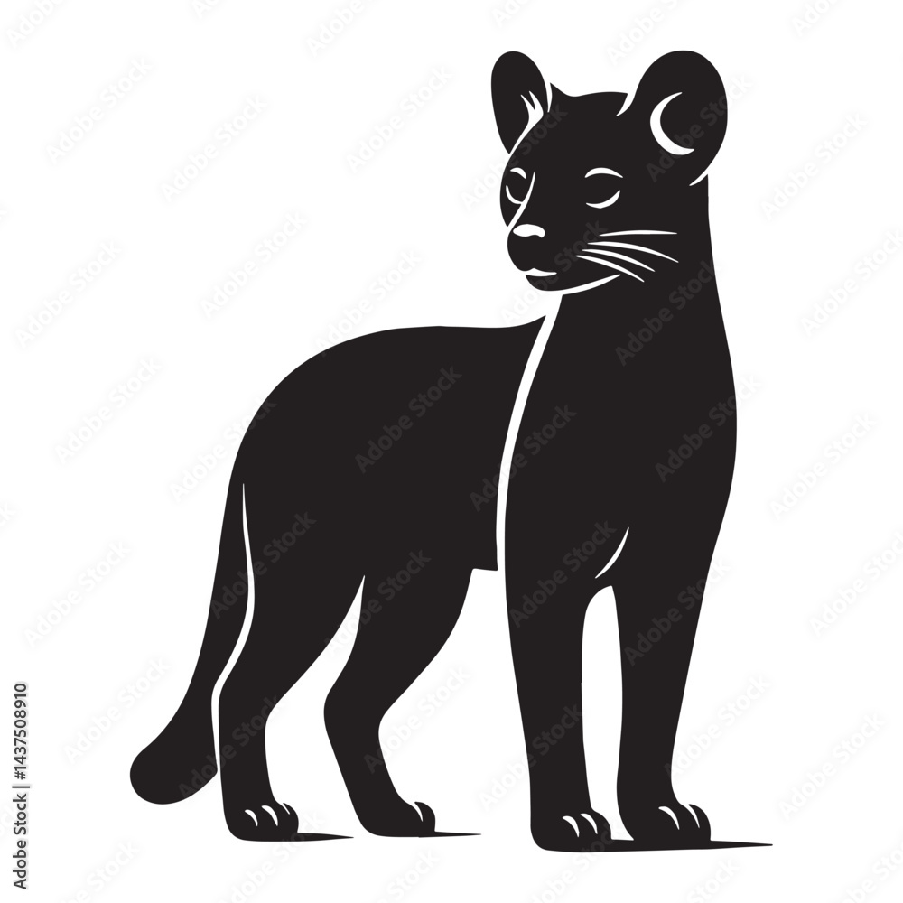 Obraz premium Simple yet effective fossa silhouette vector perfect for scalable branding, logo design, and digital art – fossa silhouette – fossa vector – fossa illustration – silhouette of fossa
