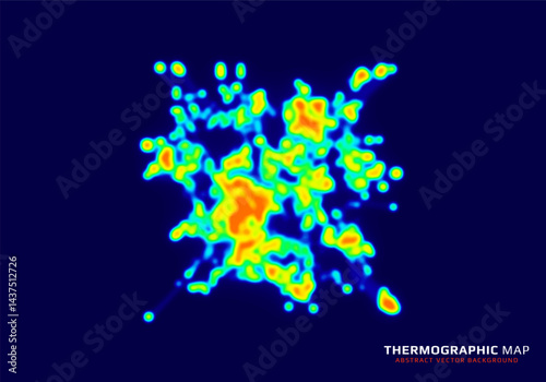 Heat map. Abstract infrared thermographic background. Temperature distribution and data analysis. Thermal imaging concept. Vector illustration.