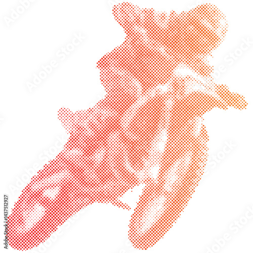 Motocross rider performing high jump halftone effect