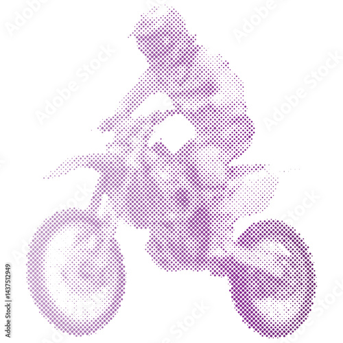 Motocross rider performing high jump halftone effect