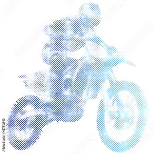 Motocross rider performing high jump halftone effect