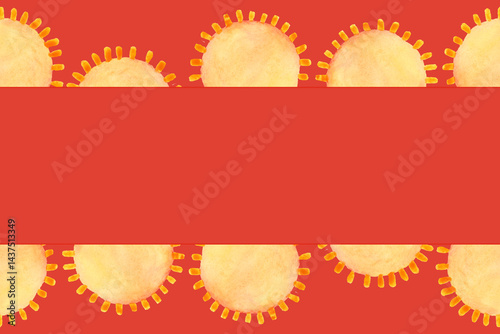 Obraz na płótnie Seamless border of watercolor suns. Summer background for postcards, greetings and invitations w salonie