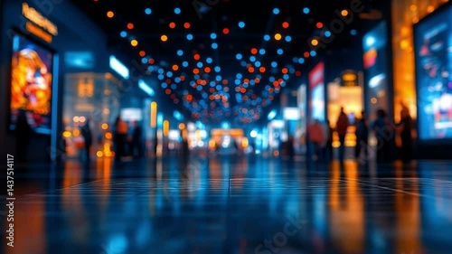 Wallpaper Mural Lively shopping area with lights. Lively shopping center bursting with colorful decor and a bustling crowd enjoying the evening vibe. Torontodigital.ca