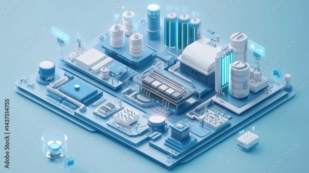 Futuristic city on a circuit board. A miniature, stylized city built on a complex circuit board, integrated with technology and energy sources Futuristic city on a circuit board. A miniature, stylized city built on a complex circuit board, integrated with technology and energy sources