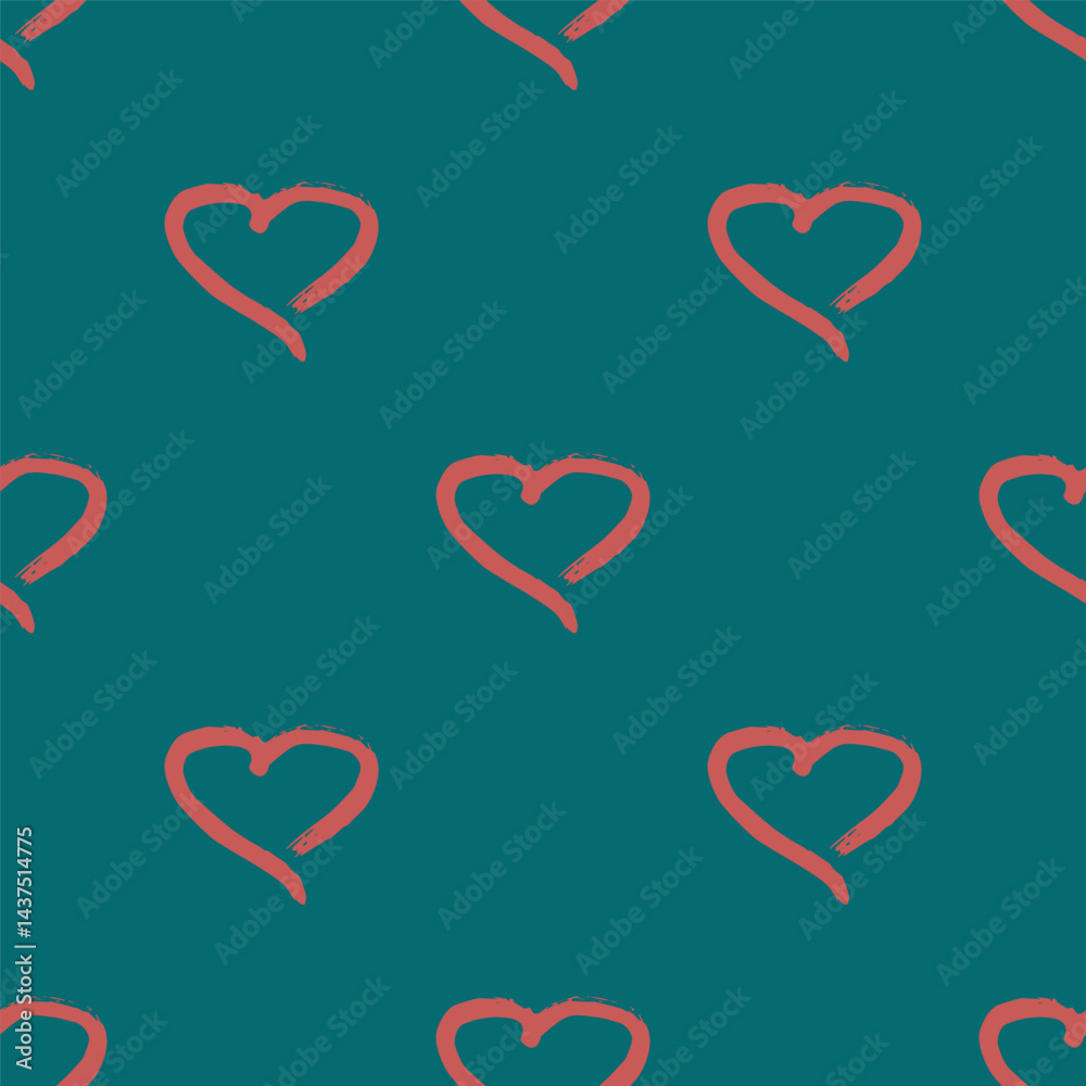 Seamless pattern with hand drawn heart doodle for decorative print, wrapping paper, greeting cards and fabric