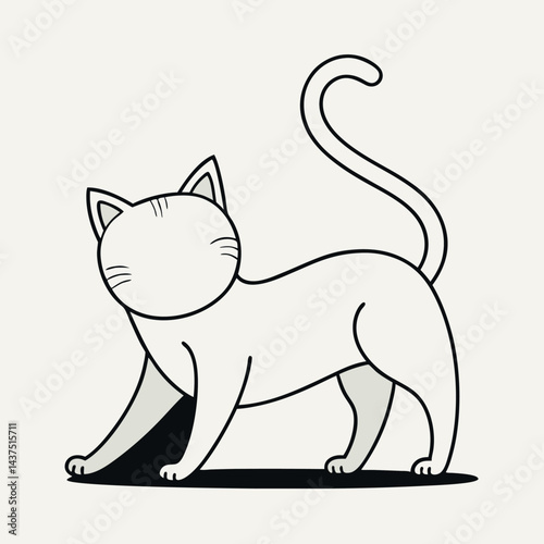 A simple illustration of a sleek white cat with an elegant posture