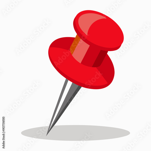 Stylized illustration of a red push pin standing upright on a surface