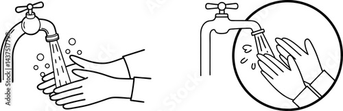 hand wash icon, washing hands with soap vector art illustration
